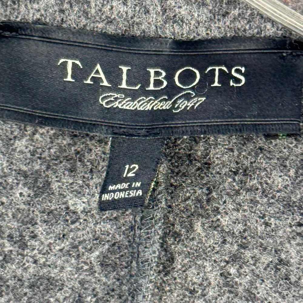 Talbots Petites Blazer Womens 12 Grey Wool Blend Jacket Felted Knit Lightweight - Picture 9 of 10